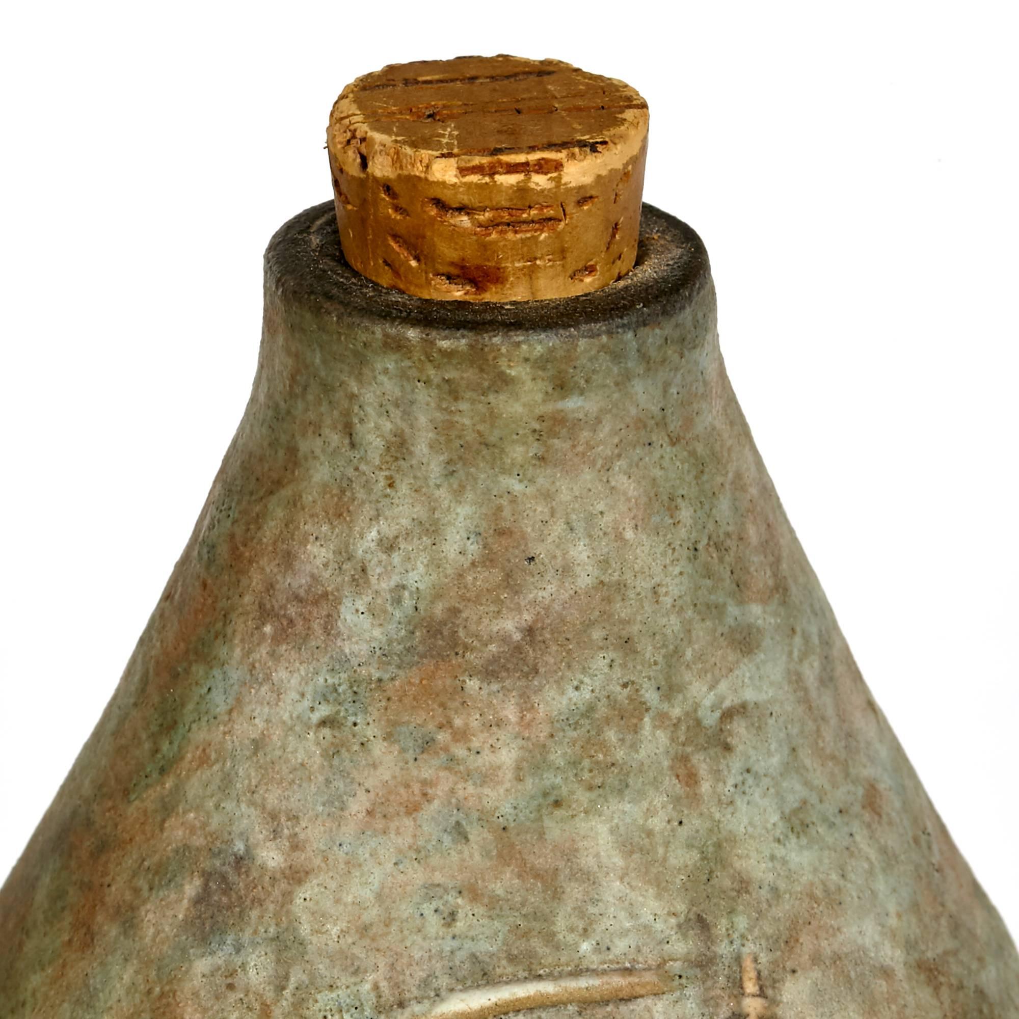 Glit Island Iceland Incised Bottle by Ragnar Kjartansson Studio, 1960s In Excellent Condition In Amherst, NH