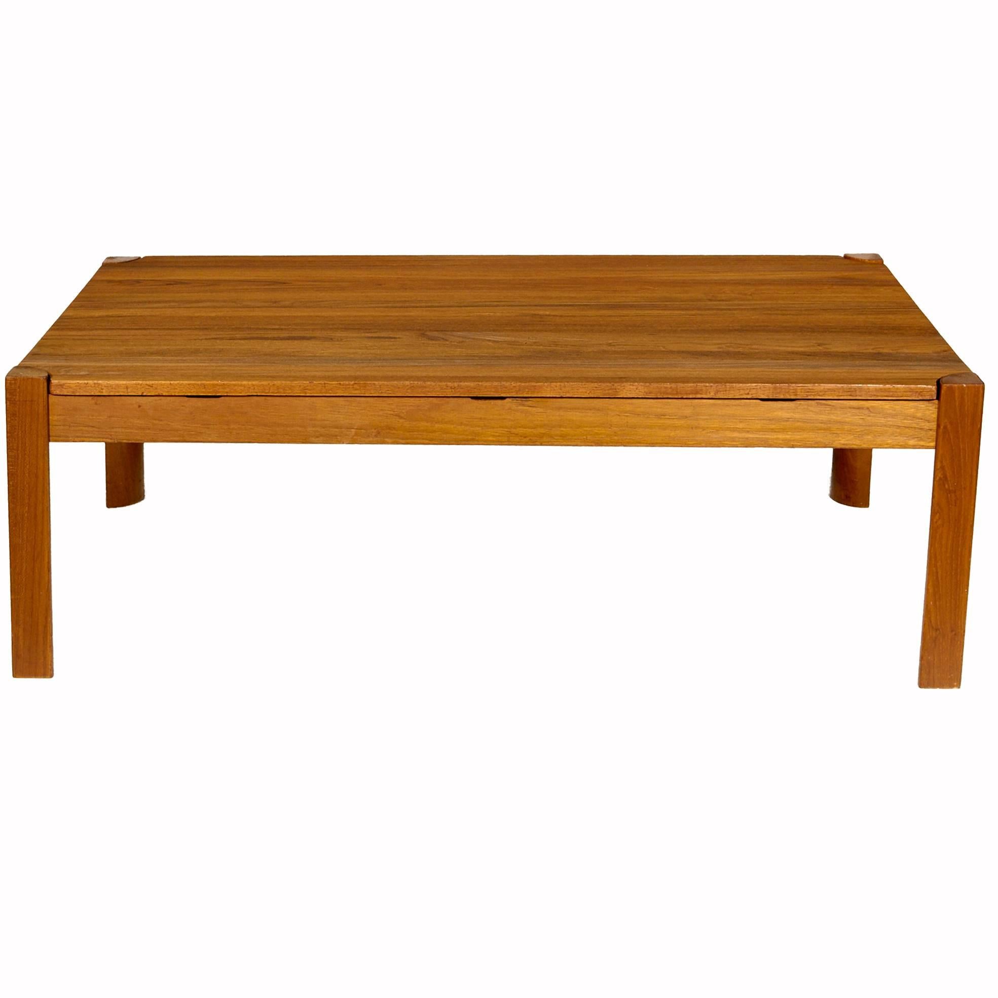 20th Century Danish Solid Teak Reversible Top Coffee Table, 1960s For Sale