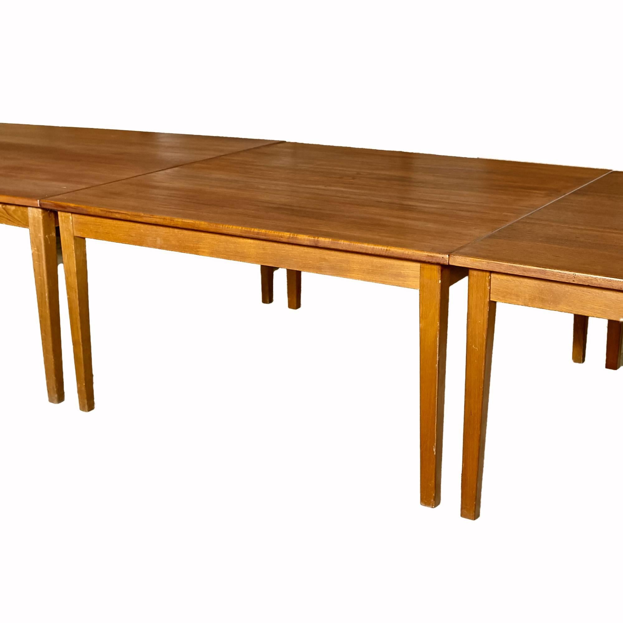 Scandinavian Modern Danish Teak Four-Section, Boat-Style Conference Table