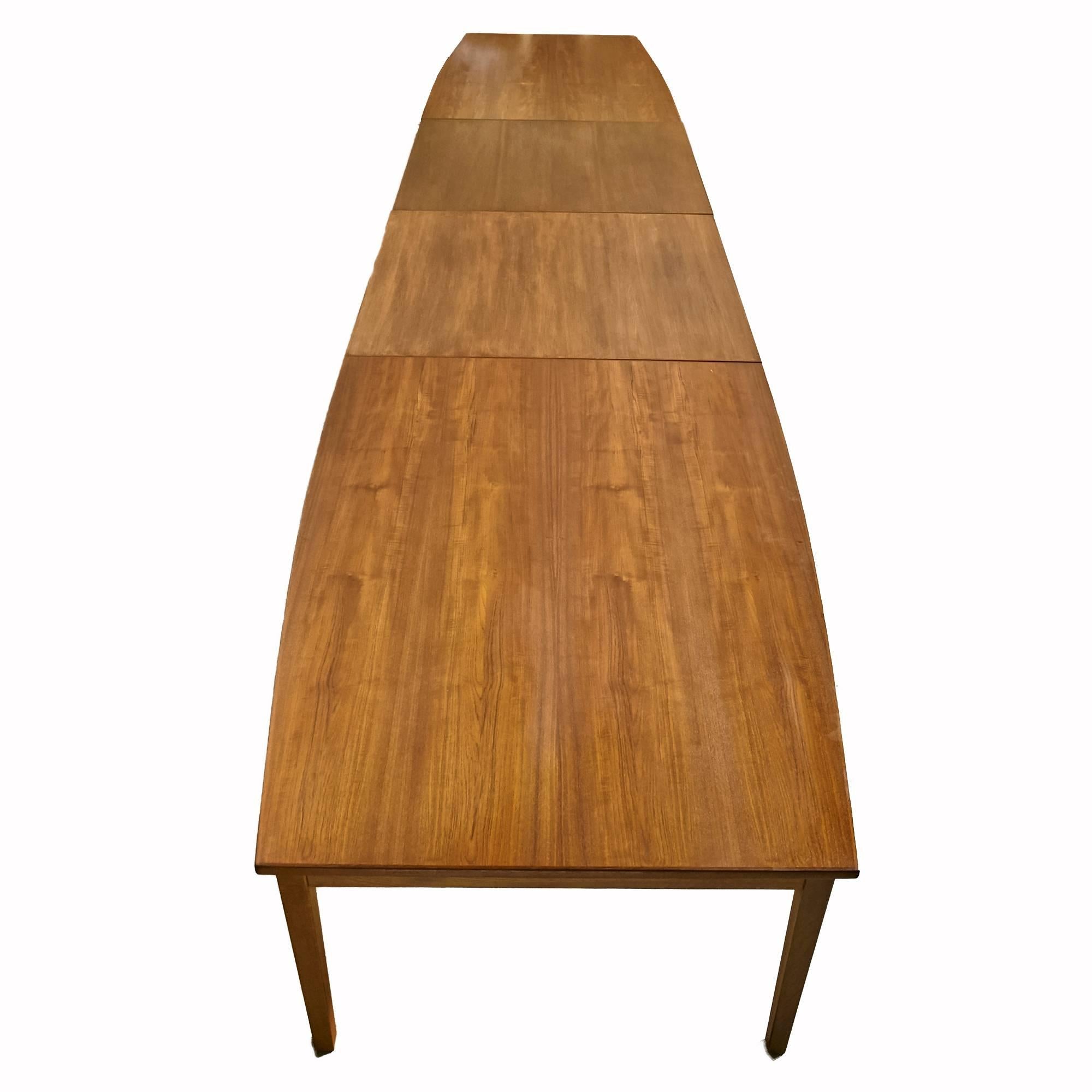 Danish Teak Four-Section, Boat-Style Conference Table 1