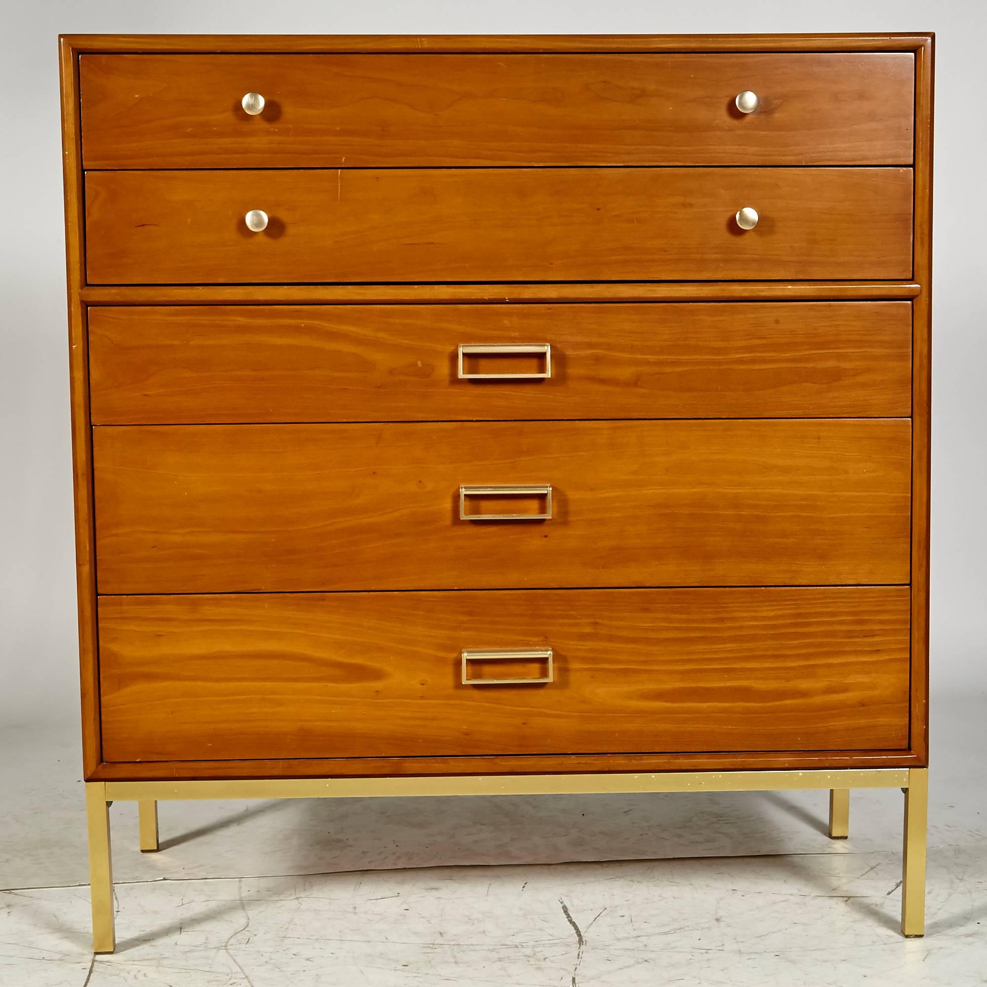 Mid-Century Modern five-drawer tall dresser in the 
