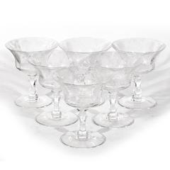Cambridge Glass Rosepoint Coupe Stems, Set of Six