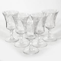 Cambridge Glass Rosepoint Water Stems, Set of Five