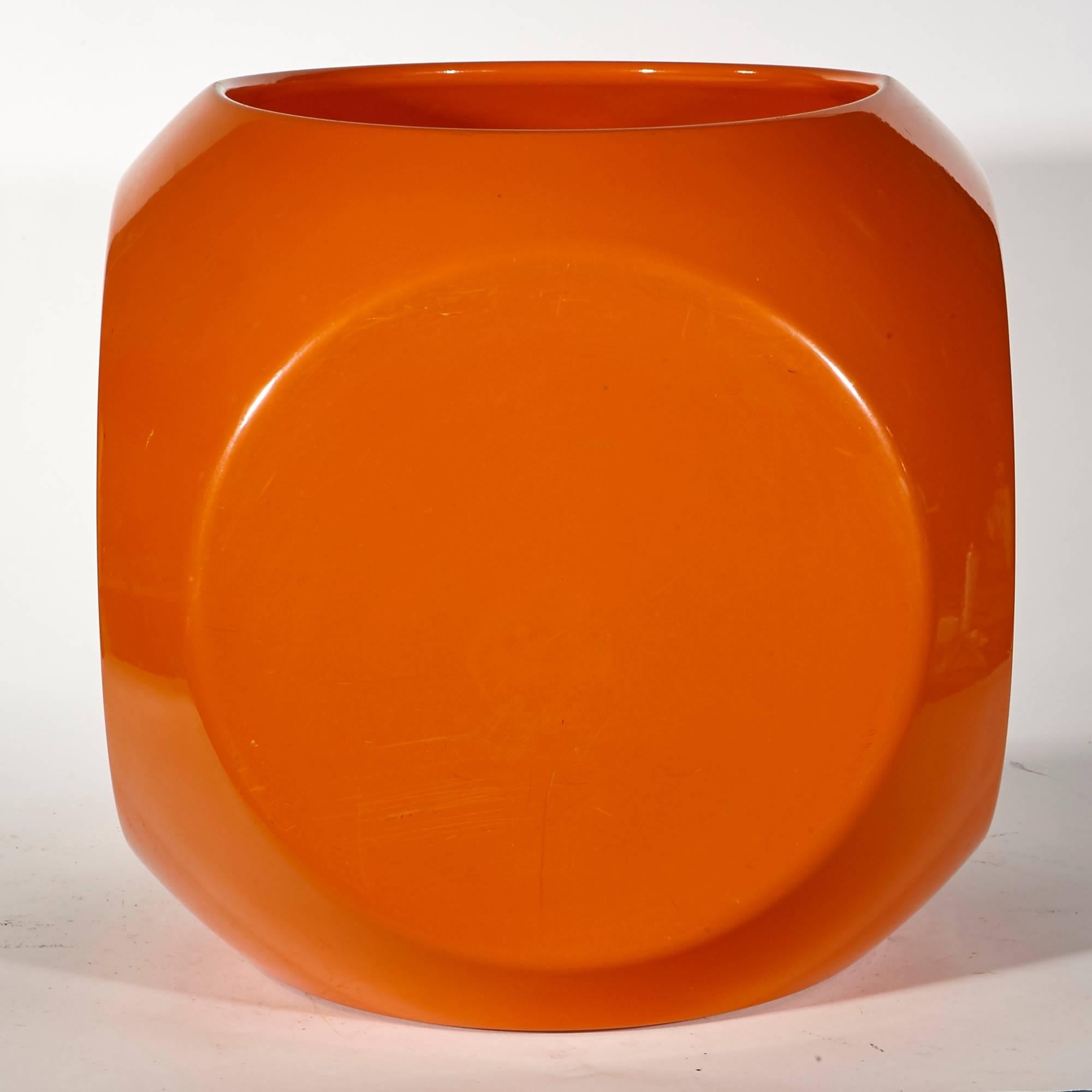 Mid-Century Modern Vintage Orange Fiberglass Side Table For Sale