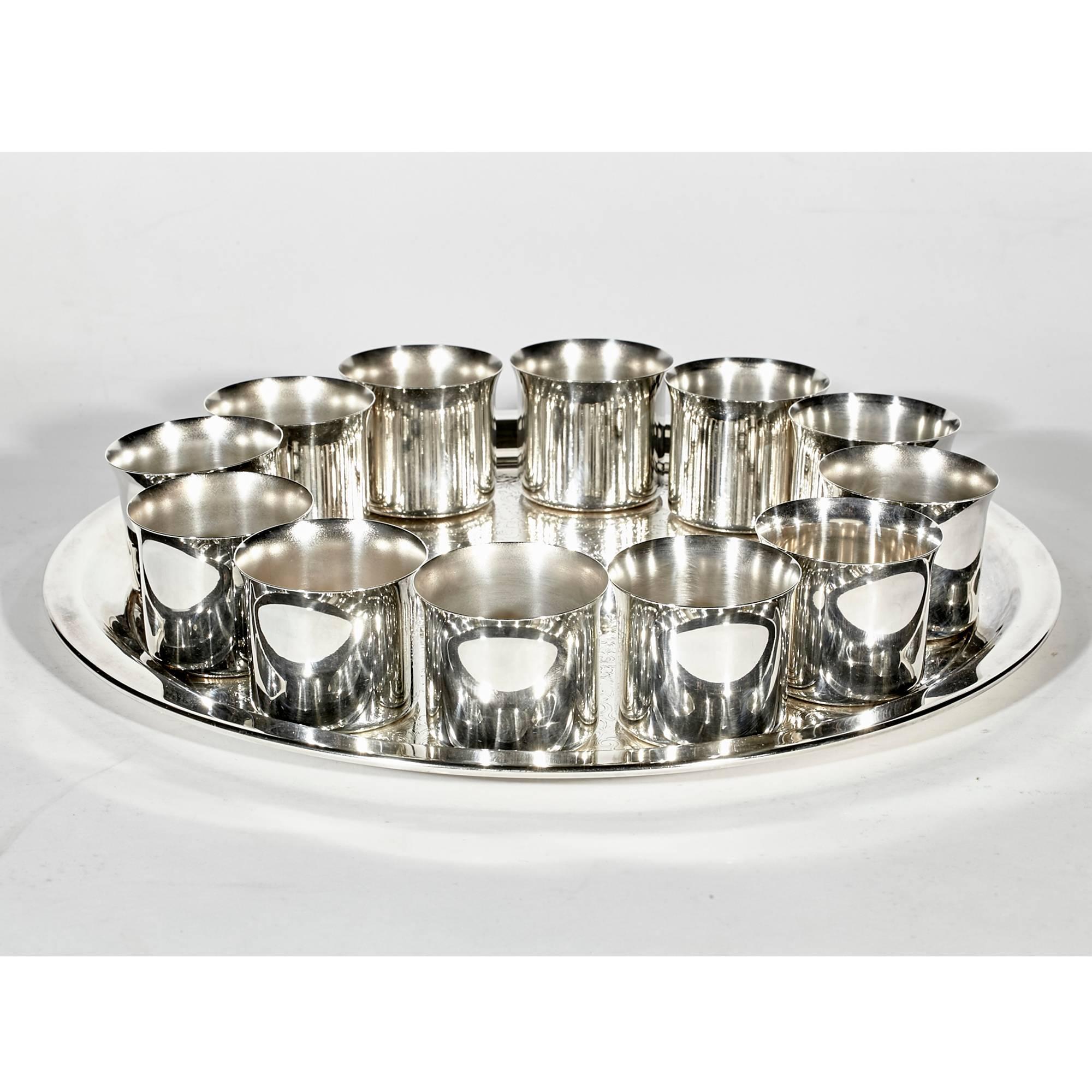 silverplate punch bowl and cups