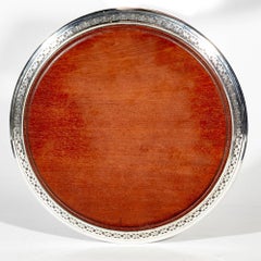 1950s Sterling Silver and Mahogany Wood Serving Trivet