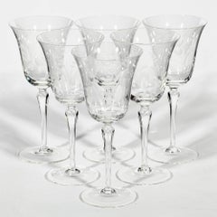 1950s Floral Tall Wine Stems, Set of Six
