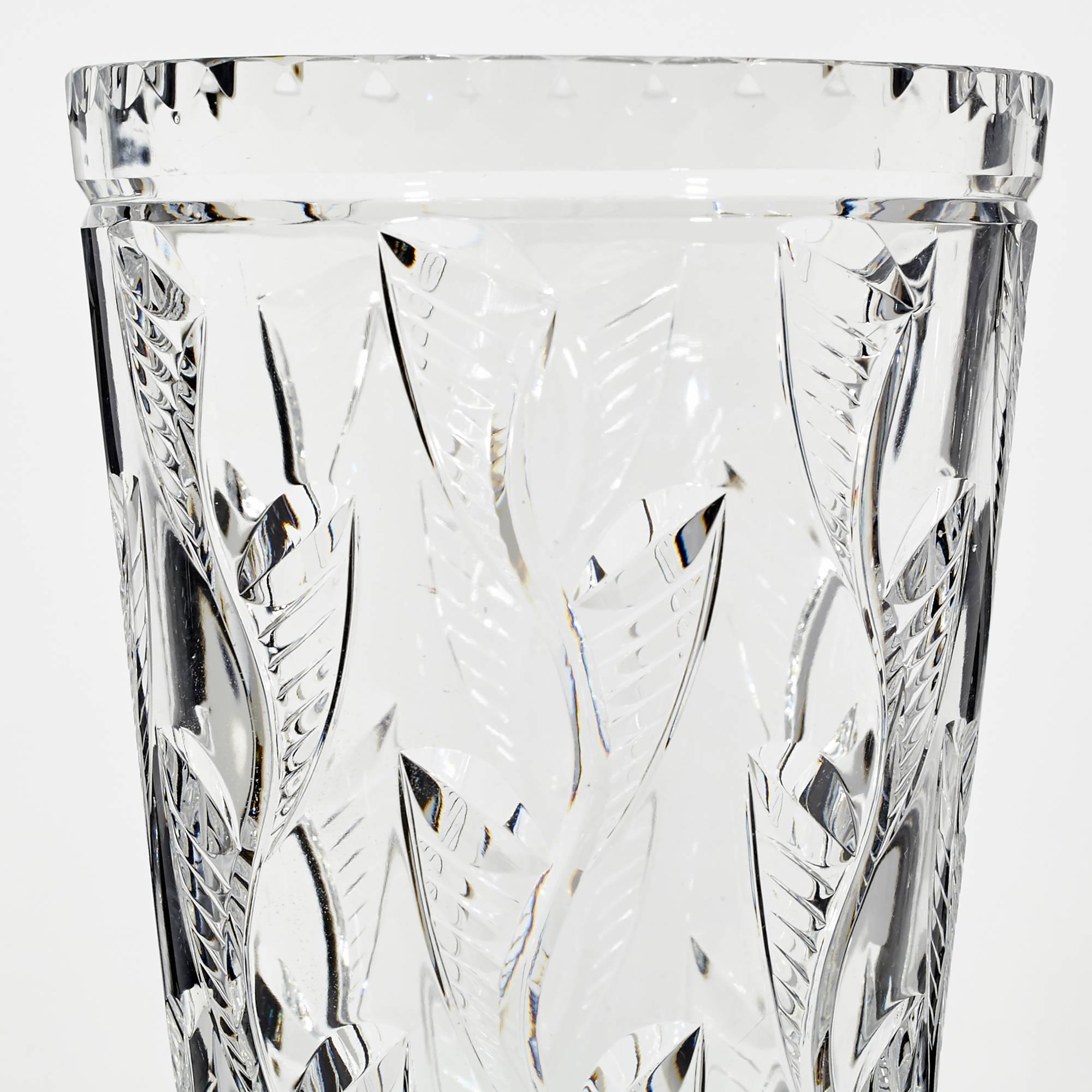 English Art Deco Webb Corbett Cut Glass Vase, England