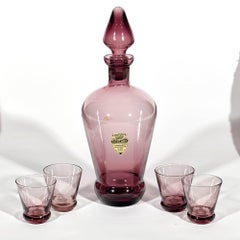 1960s Italian Amethyst Glass Decanter Set