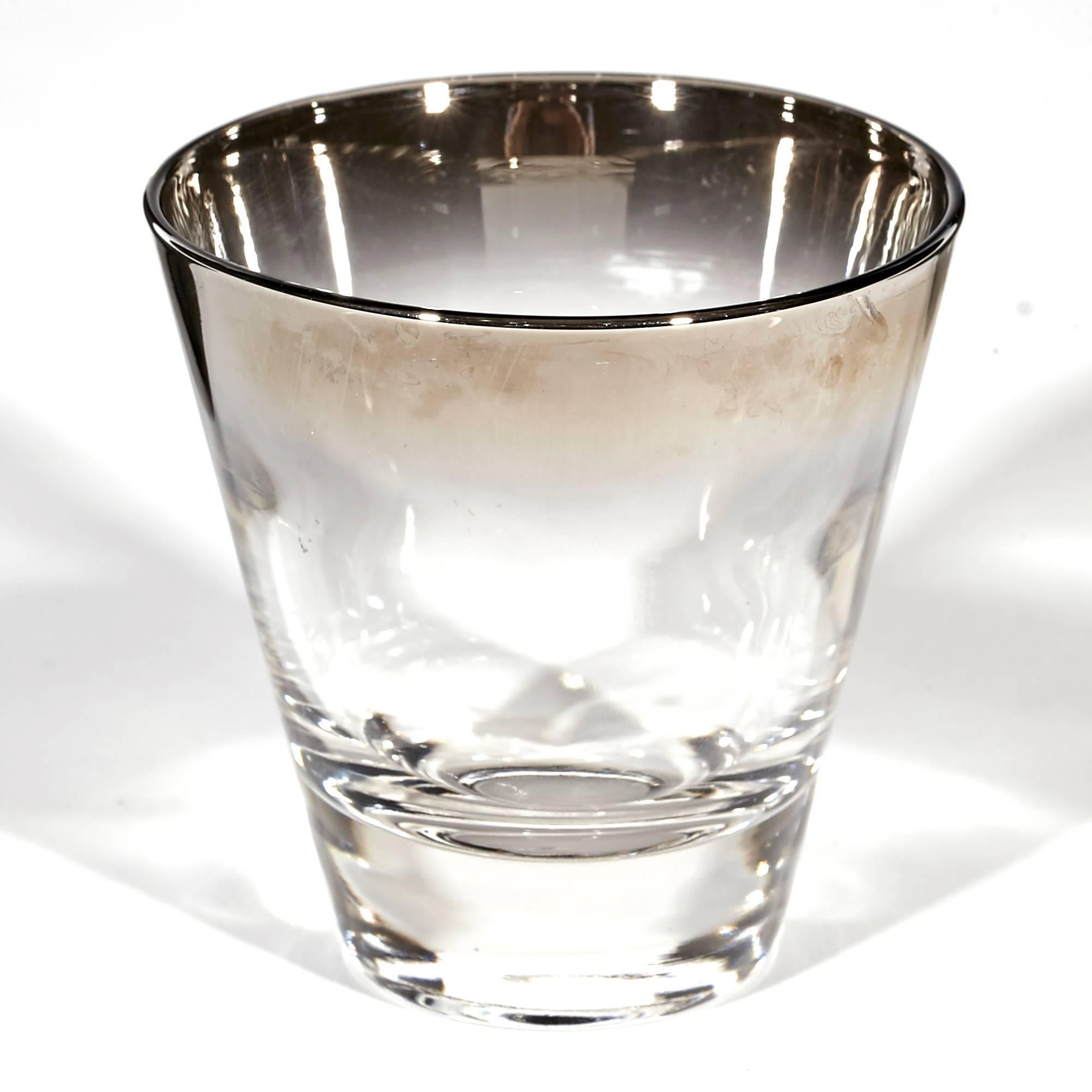 American 1960s Silver-Fade Liquor Glass Tumblers, Set of 16 For Sale