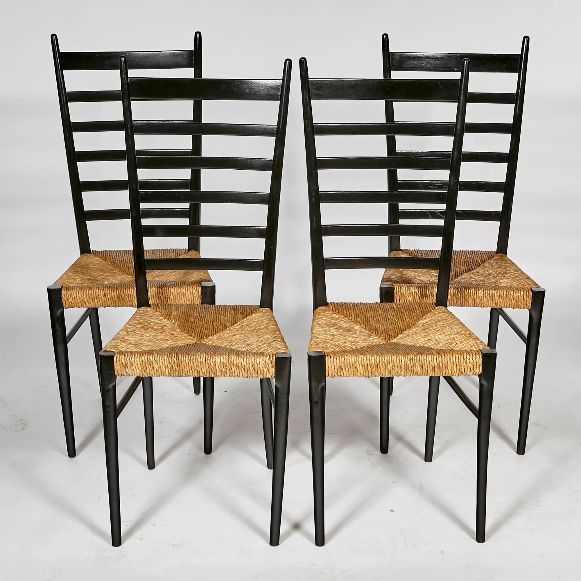 Mid-Century Modern Gio Ponti Ladder Back Chairs, 1950s For Sale