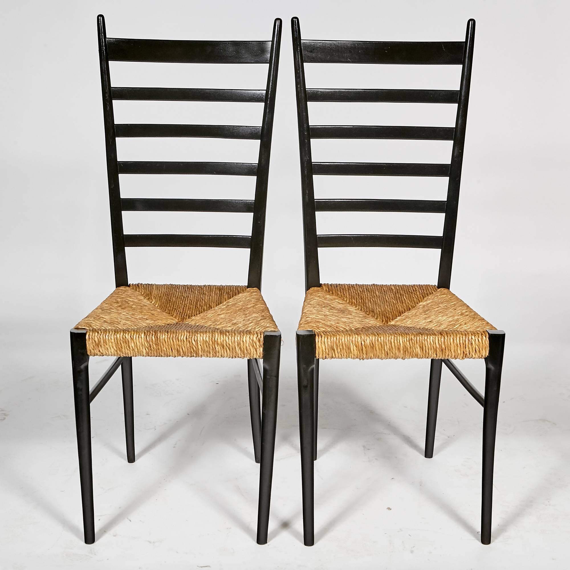 Italian Gio Ponti Ladder Back Chairs, 1950s For Sale