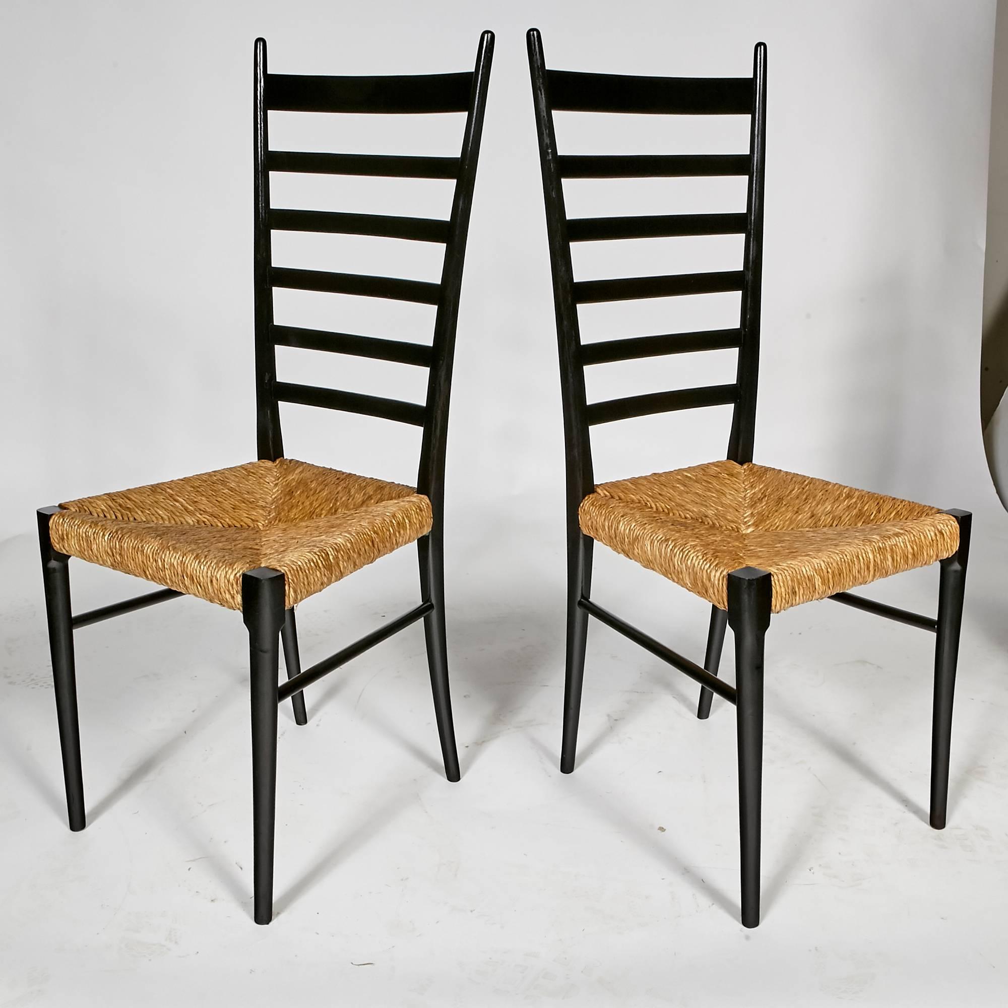 Gio Ponti Ladder Back Chairs, 1950s In Excellent Condition For Sale In Amherst, NH