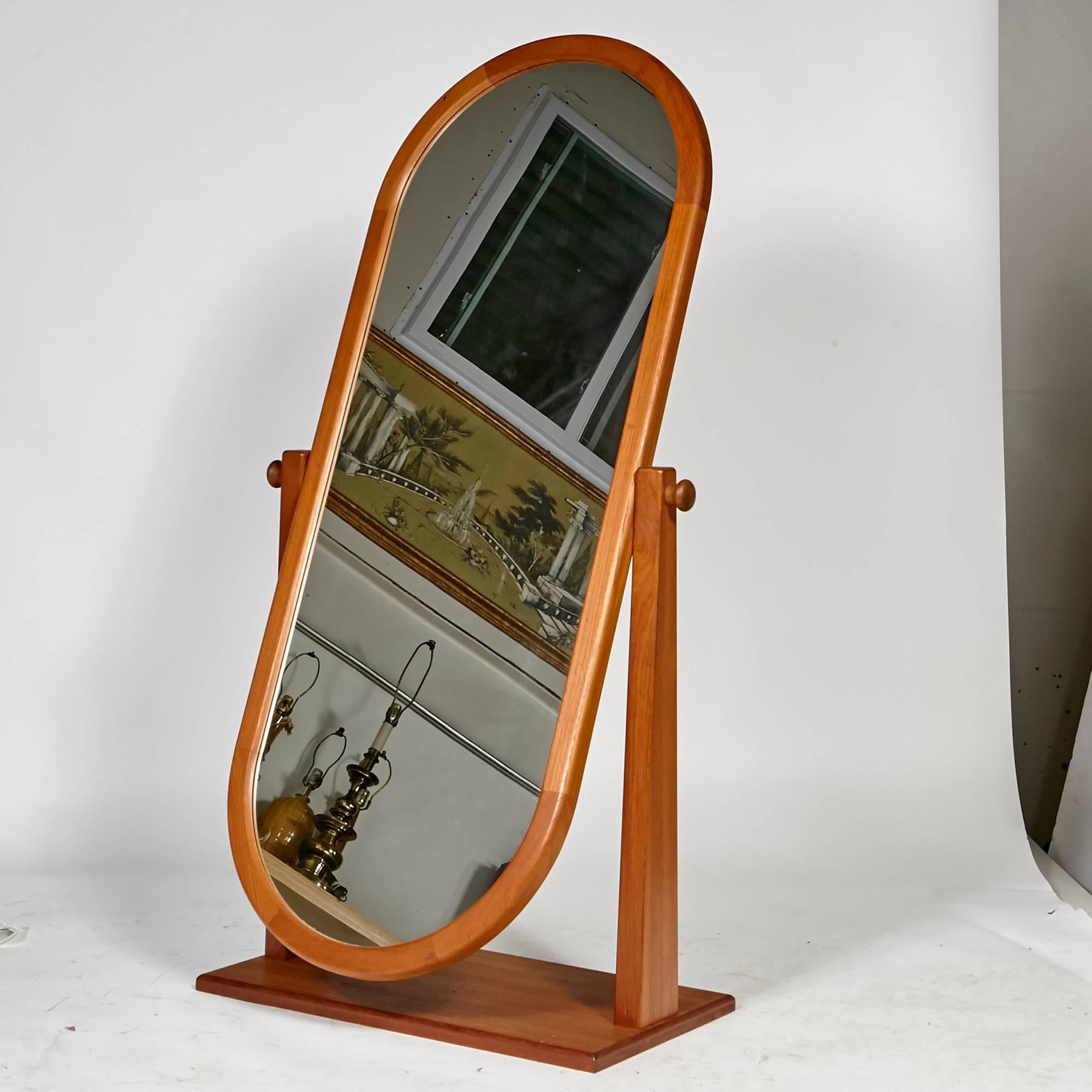 Scandinavian Modern Danish Teak Cheval Mirror, 1970s For Sale