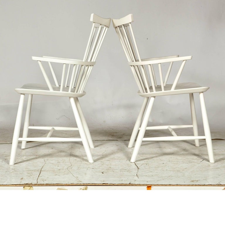 Mid-Century Modern Børge Mogensen White Windsor Chairs by FDB Møbler, Denmark