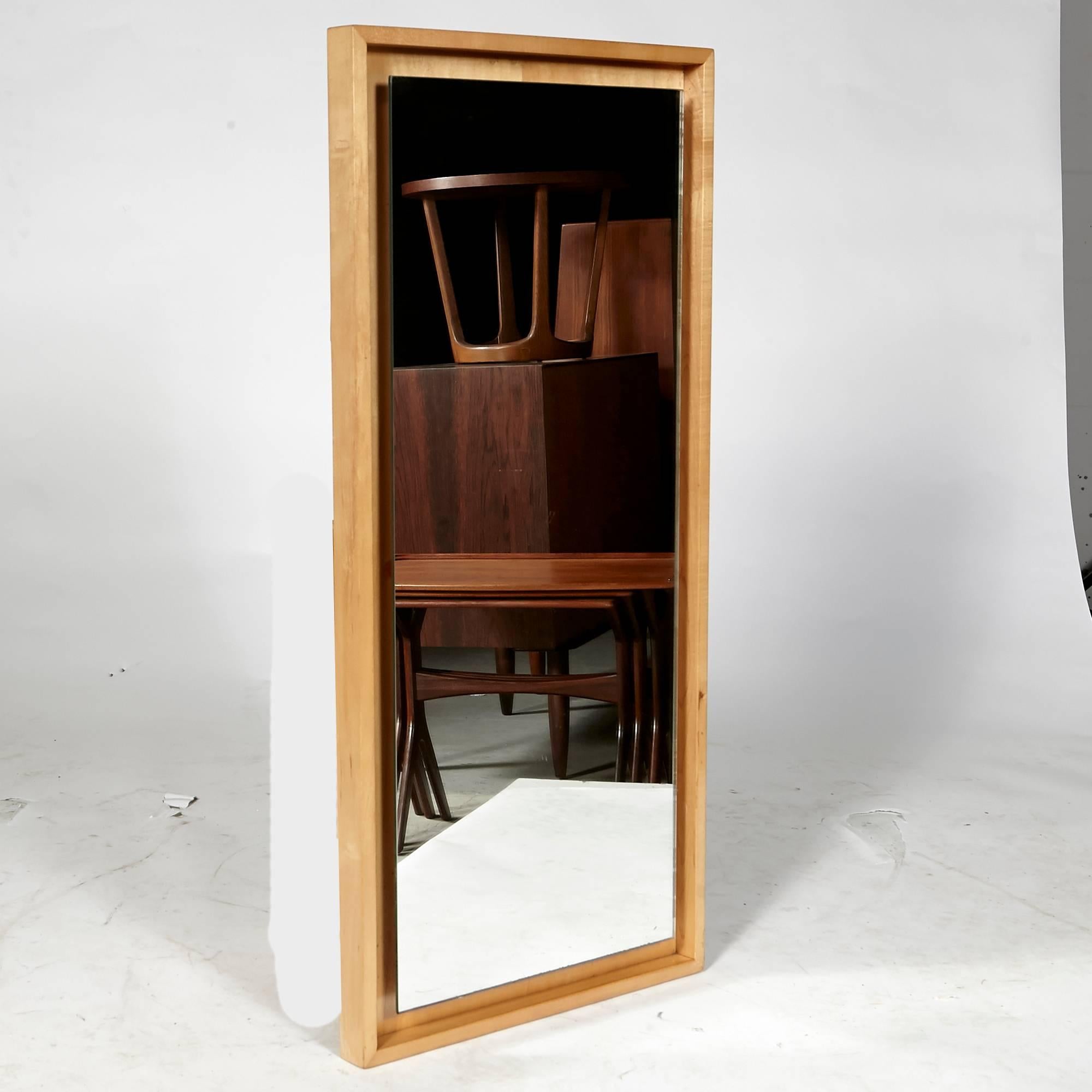 Mid-Century Modern Mid-20th Century Inset Maple Wood Mirror Attributed to Conant Ball For Sale