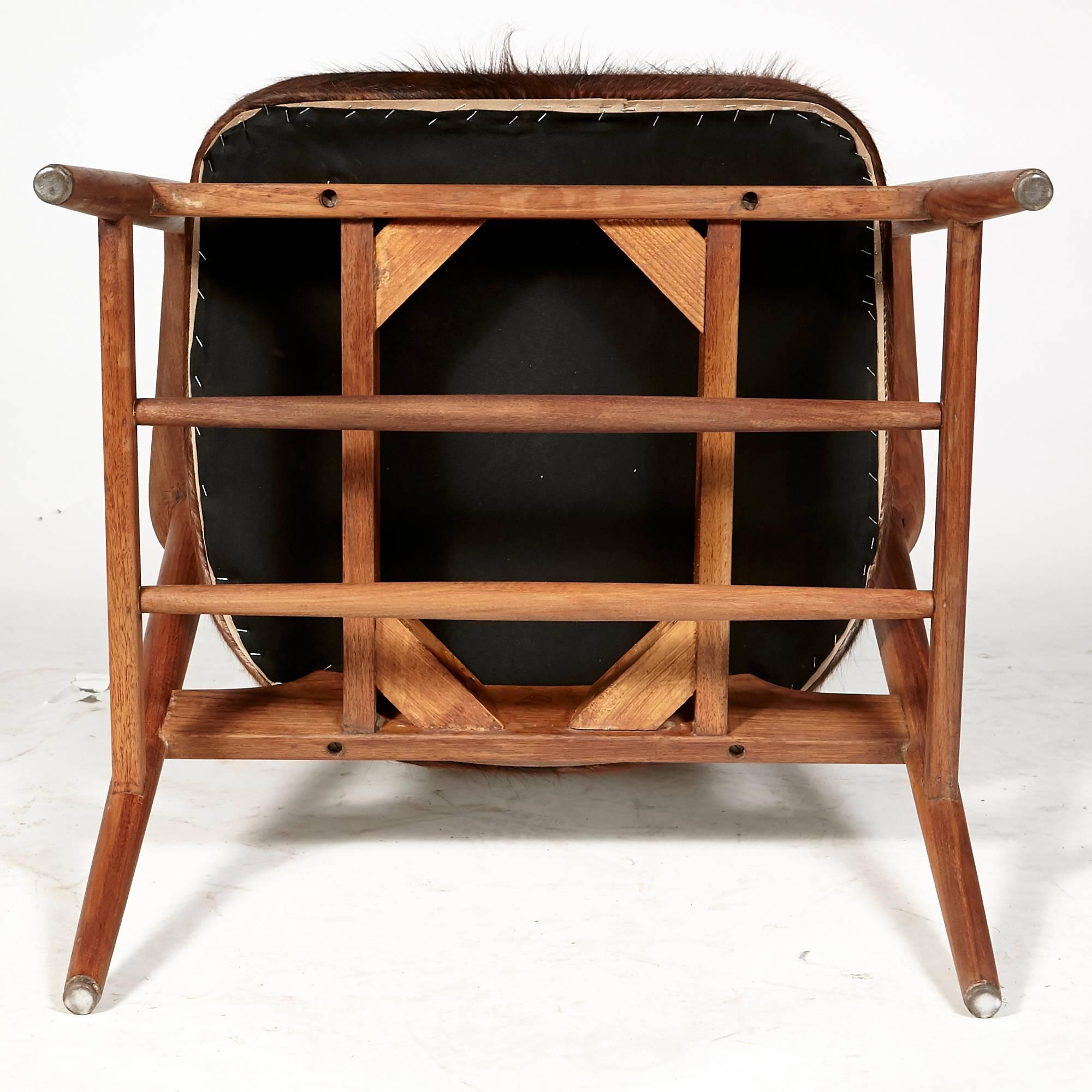 Gunlocke Walnut Side Chair with Cowhide Seat, 1960s For Sale 2