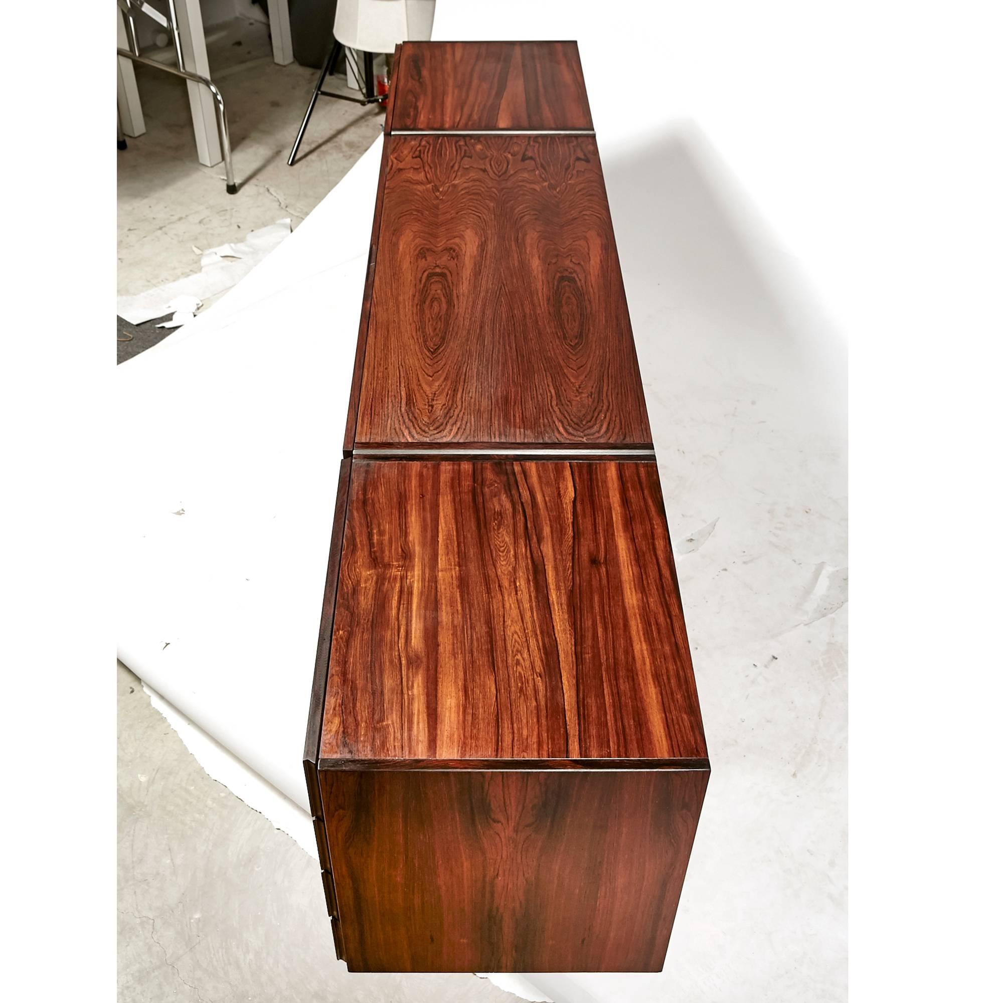 Danish Ib Kofod-Larsen Rosewood and Steel Low Sideboard, 1960s For Sale 4