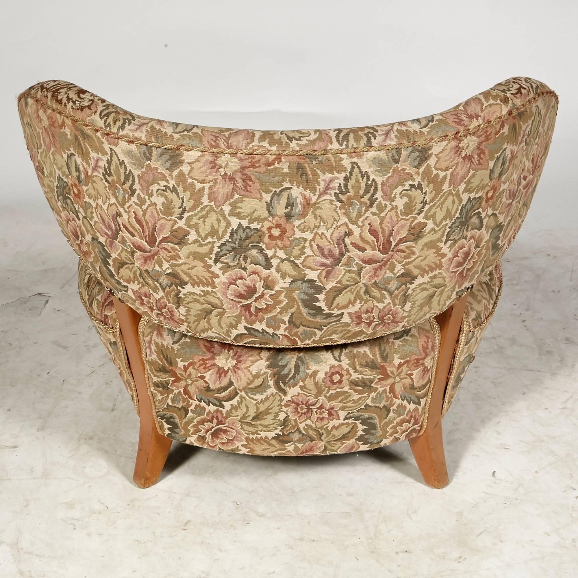 Fabric Swedish Low Lounge Chair by Otto Schultz for Boet, 1940s For Sale