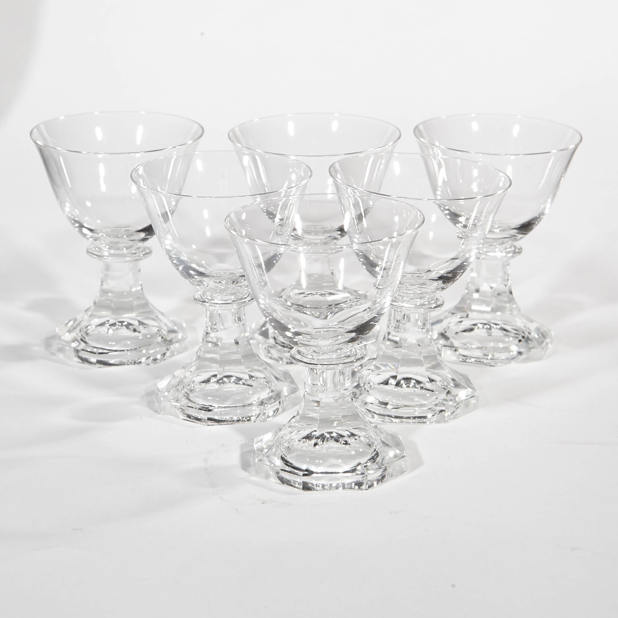 Scandinavian Modern Orrefors Crystal Stems in the Seaford Pattern, 45 Pieces For Sale