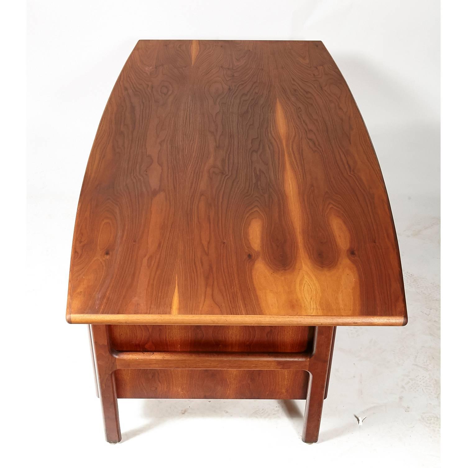 Mid-Century Modern 1950s Danish-Style Walnut Wood Executive Desk