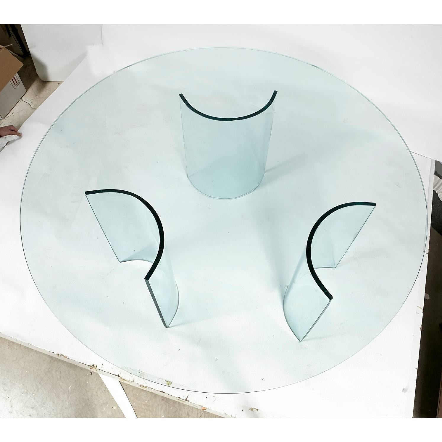 Round Large Glass Dining Table, Attributed to Pace Collection For Sale 2