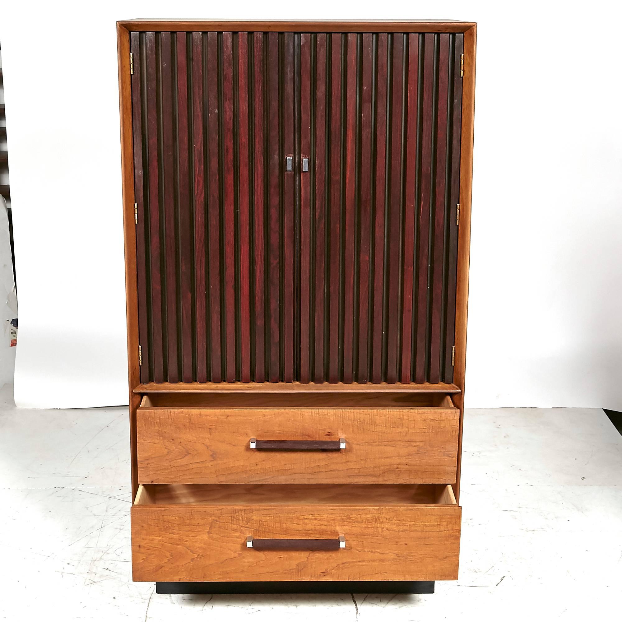 Mid-Century Modern 1960s Lane Furniture Walnut and Rosewood Dresser For Sale