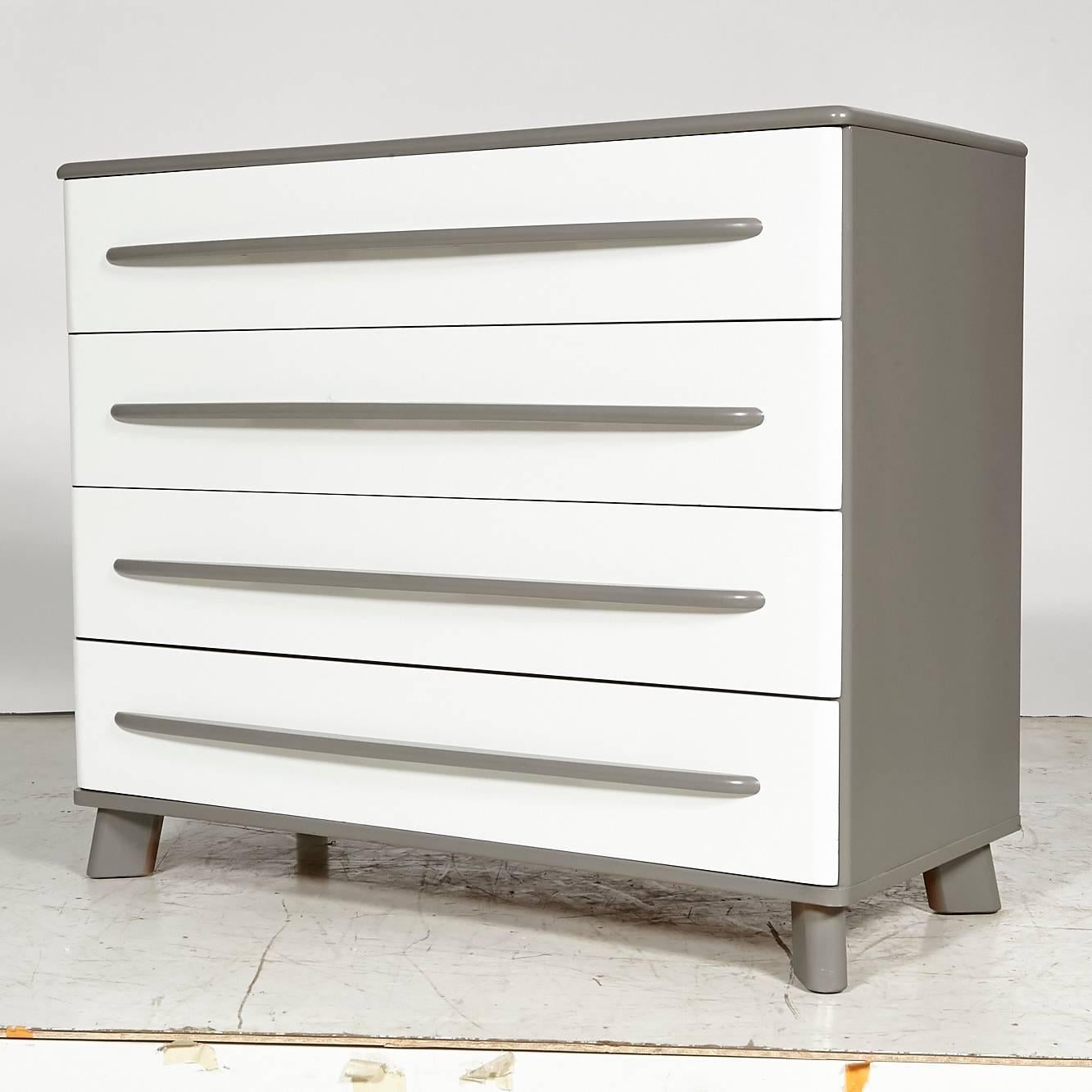1950s Grey and White Painted Low Dresser In Excellent Condition In Amherst, NH