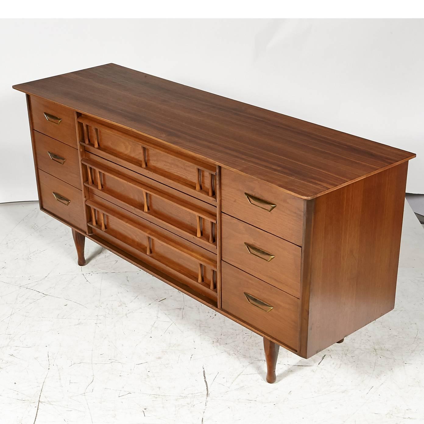 20th Century 1960s Unagusta Walnut Wood Low Dresser For Sale