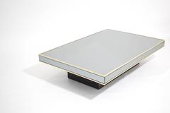 1970s Willy Rizzo for Cidue Brass and Mirrored Coffee Cocktail Table Mid Century