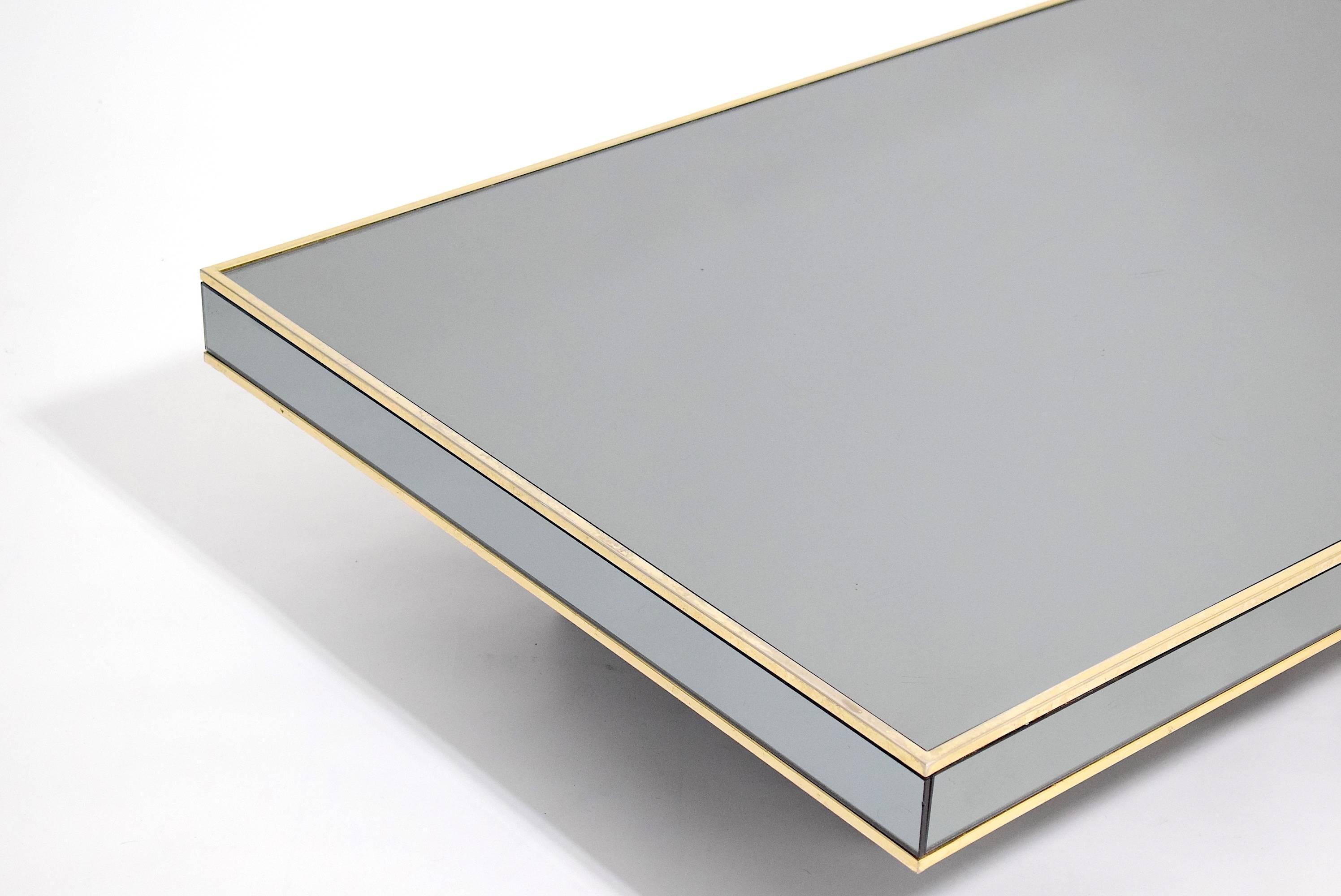 1970s Willy Rizzo for Cidue Brass and Mirrored Coffee Cocktail Table Mid Century In Good Condition In London, GB