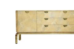 Mid 20th Century Velum and Brass Waterfall Sideboard John Widdicomb Grand Rapids