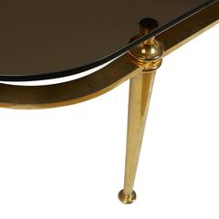 Mid-Century Brass and Smoked Glass Cocktail Table