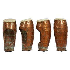 Set of Four Copper Bar Stools
