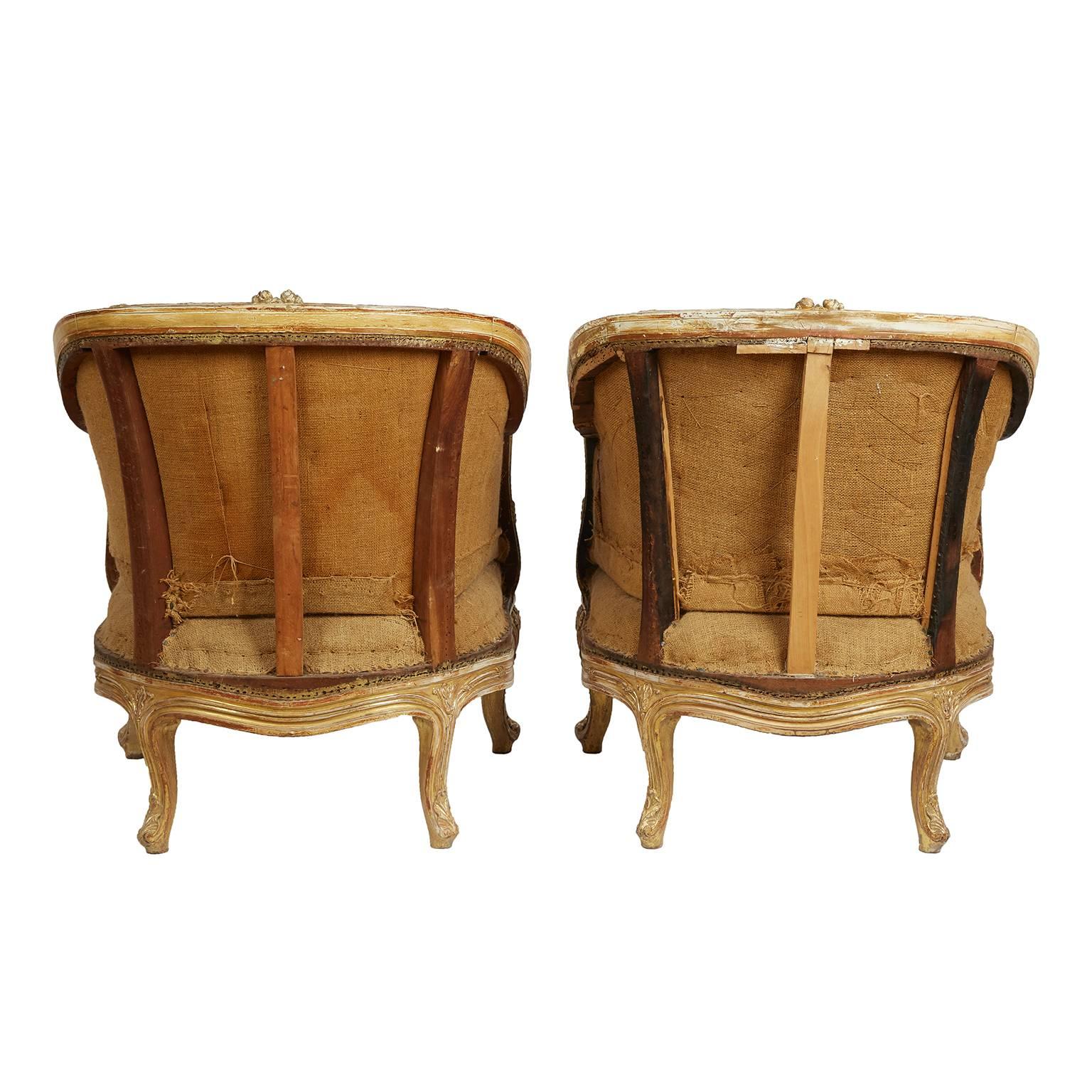 Louis XV Fine Pair of 19th Century Bergeres Chairs For Sale