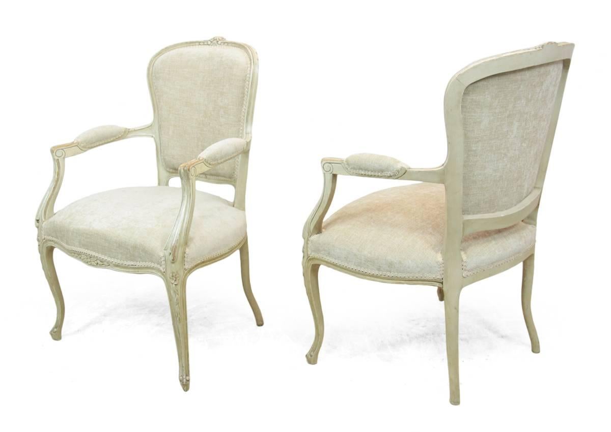 Pair of Louis XV Style Painted Chairs, circa 1880 In Excellent Condition For Sale In Paddock Wood, Kent