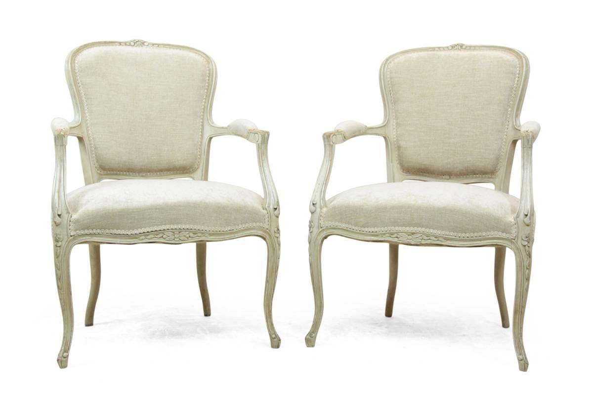 Pair of Louis XV Style Painted Chairs, circa 1880 For Sale 3