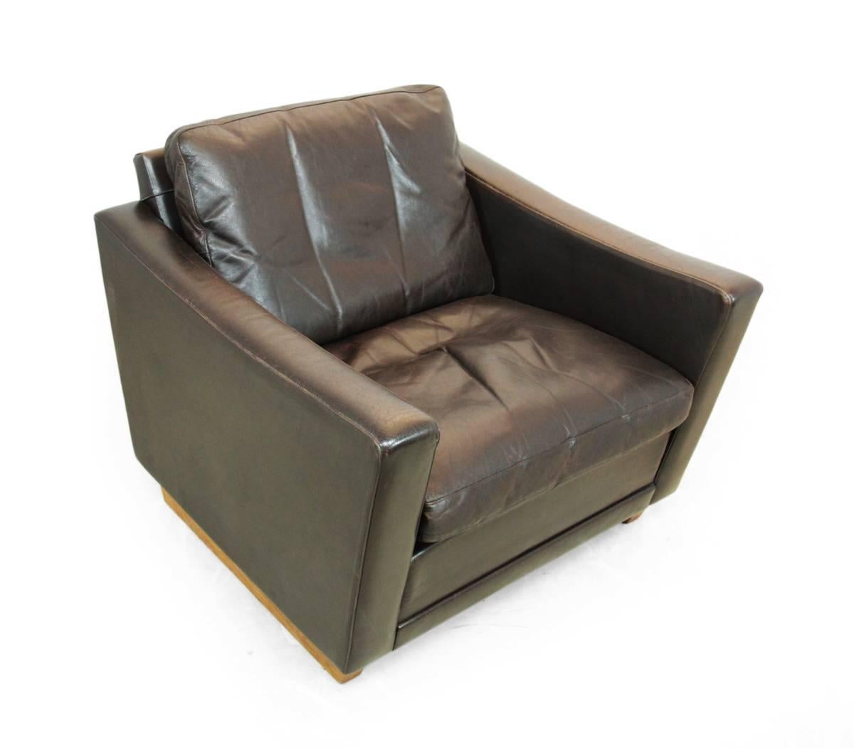 Mid-Century Modern Danish Dark Brown Leather Chair, circa 1960