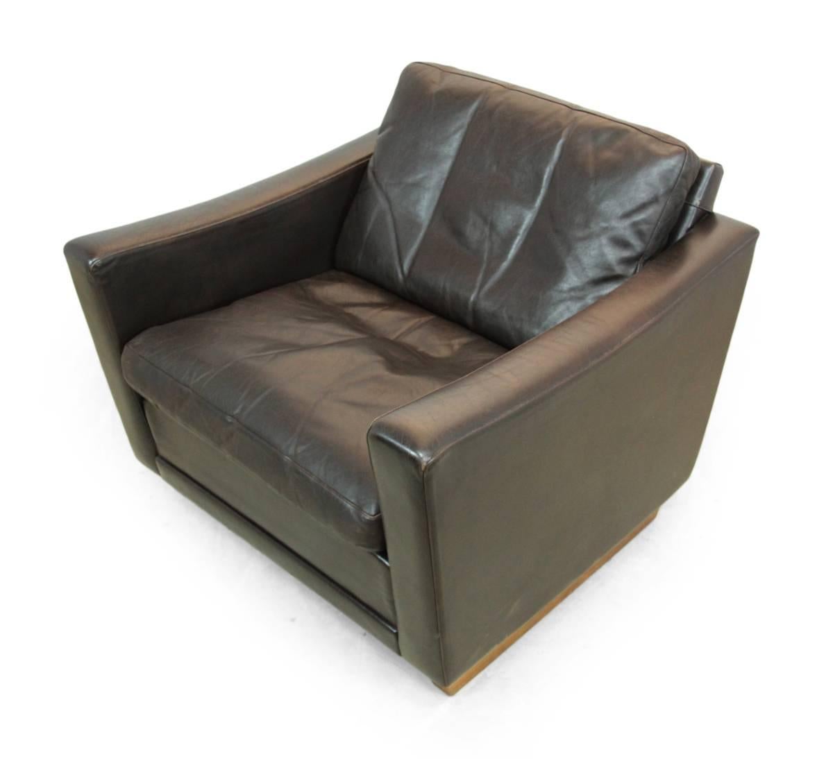 Danish Dark Brown Leather Chair, circa 1960 1