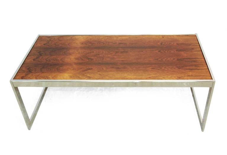 Rosewood And Chrome Coffee Table By Howard Miller At 1stdibs Mid Century Modern Rosewood And Chrome Coffee Table By Howard Miller For