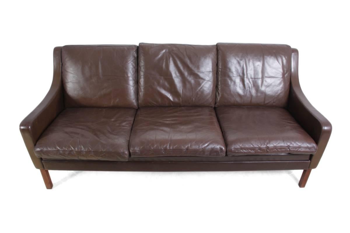 Rosewood Mid-Century Leather Sofa, circa 1960