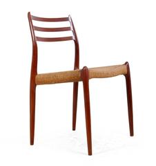 Ensemble de six chaises en teck de JL Moller, modèle 78