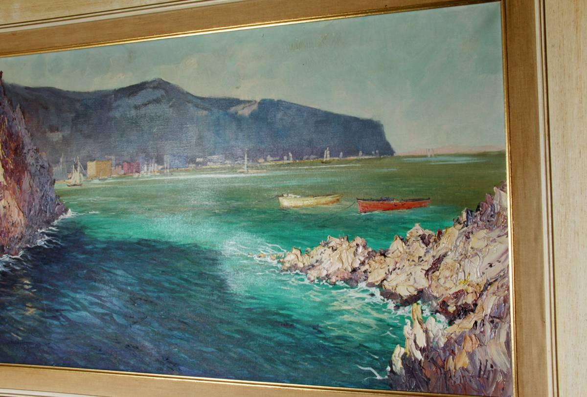 Mid-Century large Italian oil painting, circa 1950.
A good quality oil painting on stretched canvass with original frame signed to lower left in original condition.
Age: circa 1950.
Style: Italian.
Material: canvass and oil.
Condition: Very