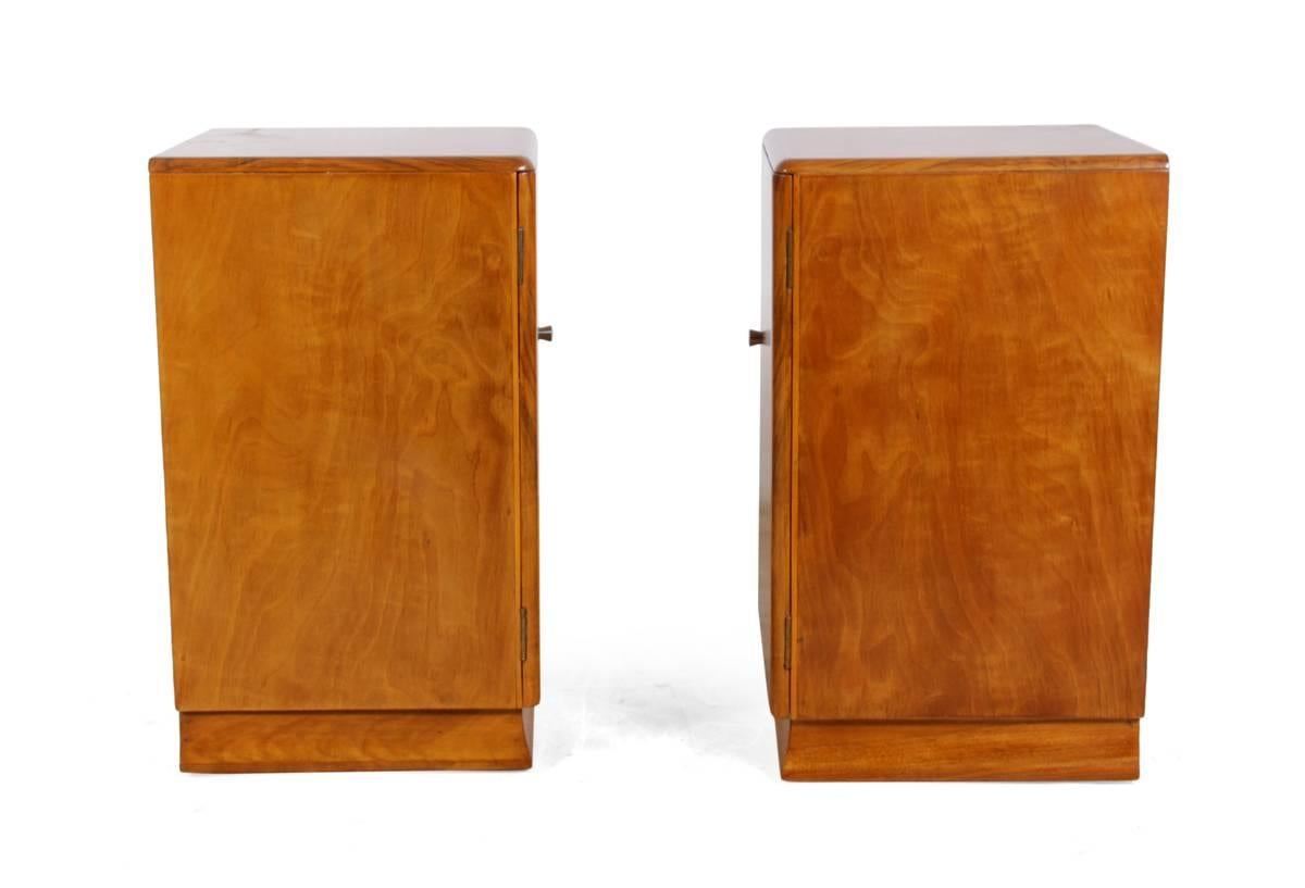 Pair of Art Deco Walnut Bedside Cabinets 1