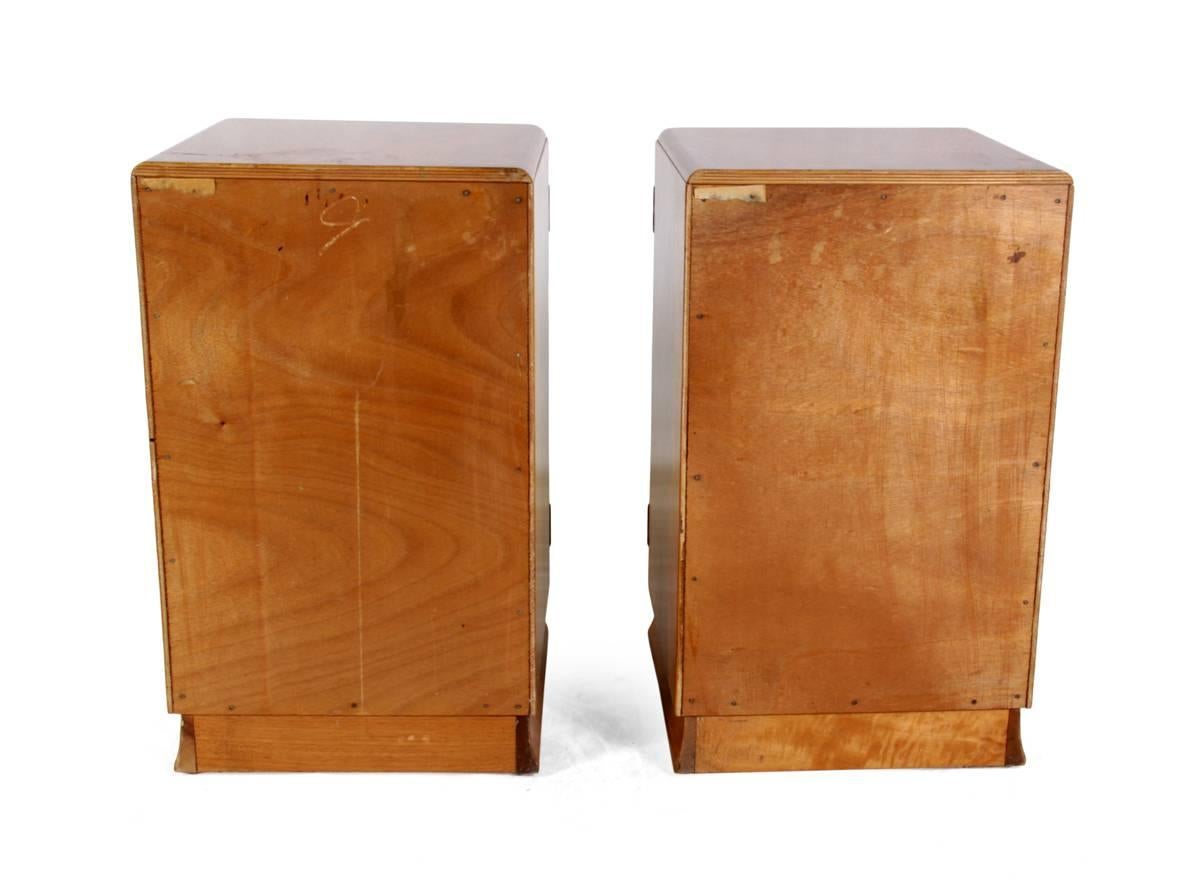 Pair of Art Deco Walnut Bedside Cabinets 2