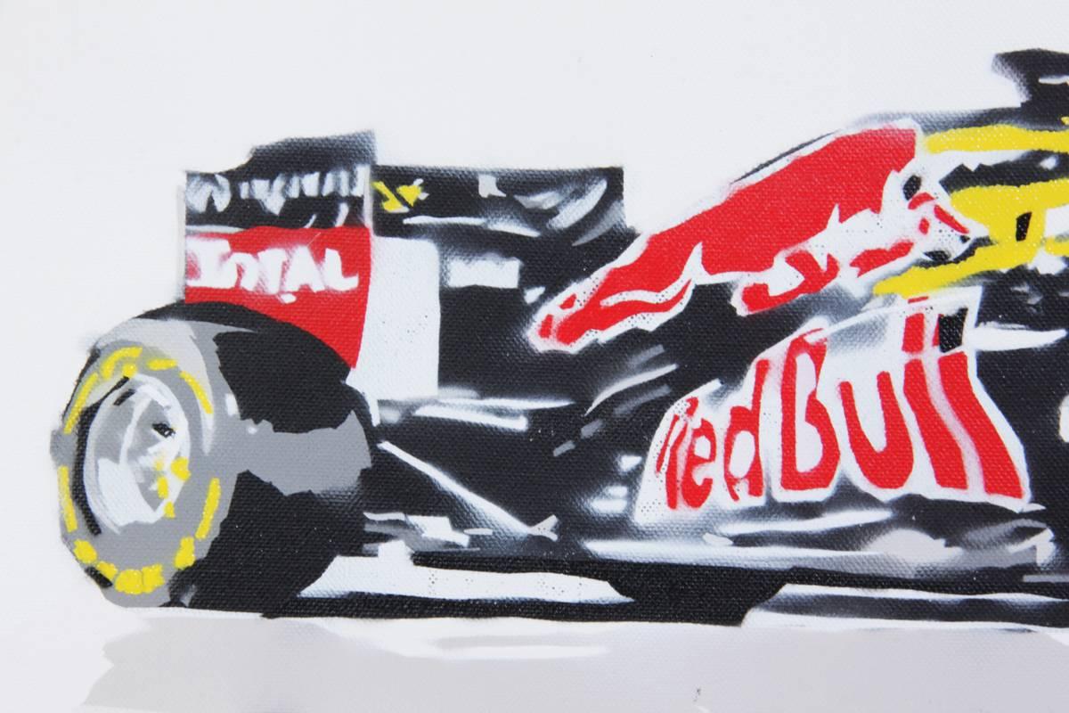 Formula 1 by Yan Street Art, original, one off Powder spray on Canvass in frame In Excellent Condition For Sale In Paddock Wood, Kent