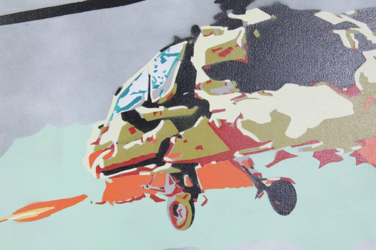 Other Helicopter Street Art on Canvass by YAN, Original, powder spray onto canvas,  For Sale