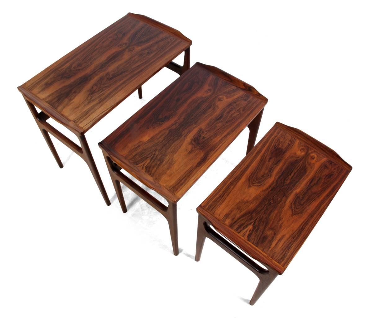 Wood Three Rosewood Nesting Tables by Domus Danica For Sale