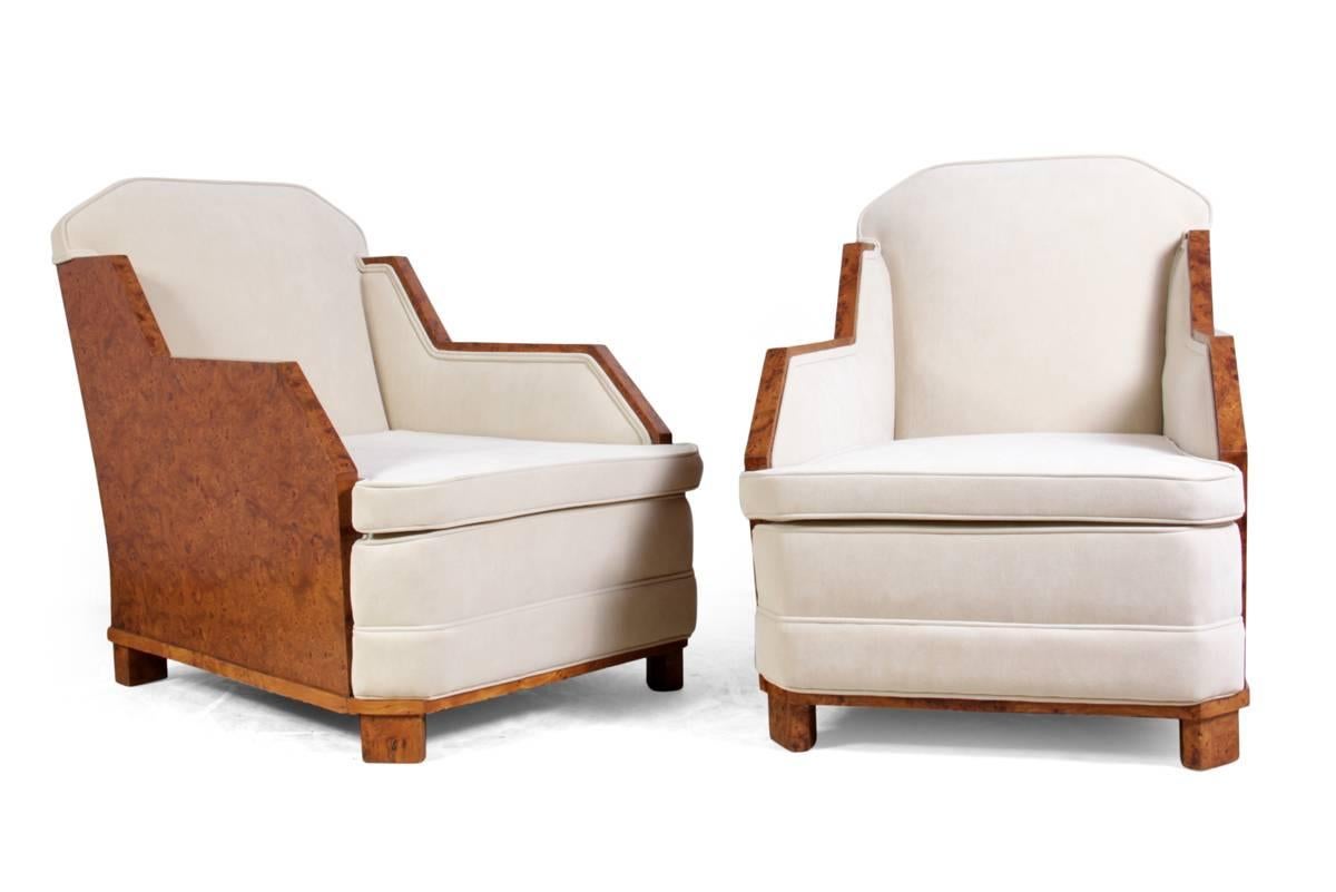 Art Deco Chairs in Walnut, French, circa 1930 1