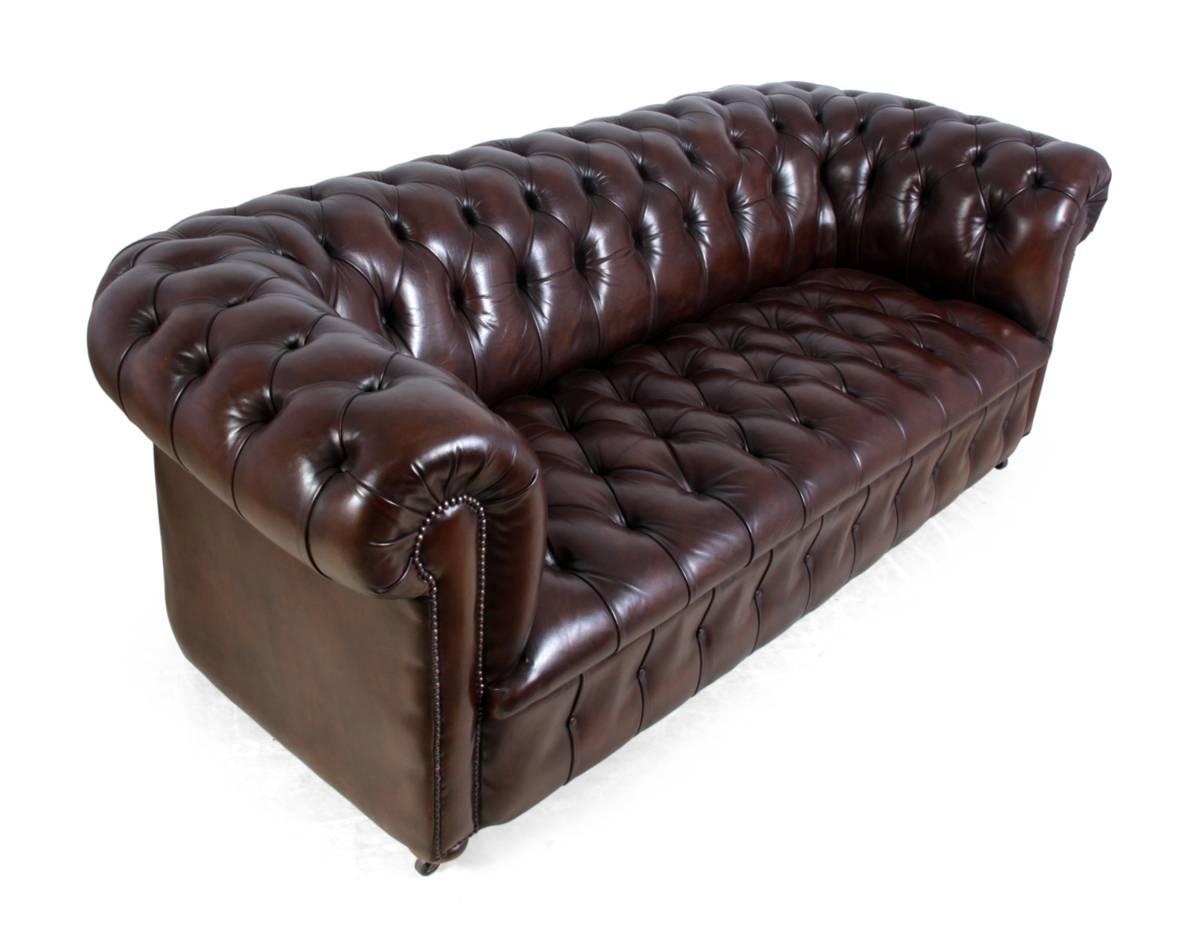 Mid-20th Century Vintage Leather Chesterfield